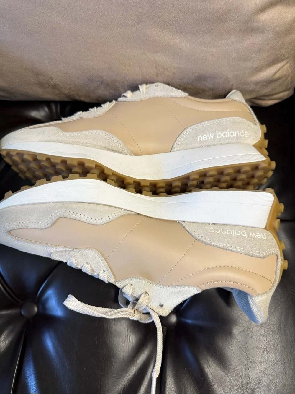 PRE-LOVED NEW BALANCE 327 BISQUE/CLAY SUEDE SNEAKERS - Sz Women’s 9.5/Men’s 8